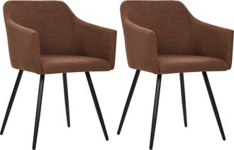 vidaXL Sillas De Comedor Giratorias 2 Unidades Tela Marr&oacute;n Vidaxl
