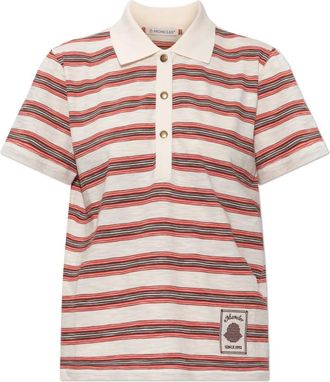 Moncler Polo met streepjespatroon - Dames - Polos - Beige - L - Katoen - Tops