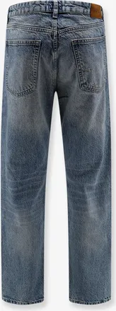 HUGO BOSS Mens Cotton Jeans With Back Suede Logo Patch Blue