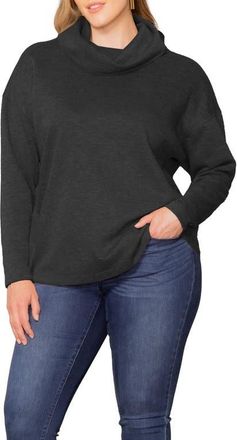 Kiyonna Astrid Turtleneck Sweater in Black Noir at Nordstrom, Size 2X