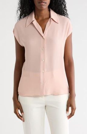 T Tahari Cap Sleeve Button-Up Shirt in Dusty Pink at Nordstrom Rack, Size X-Small