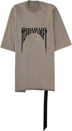 Rick Owens Grey Strap Detail Bold Graphic Cotton T-Shirt