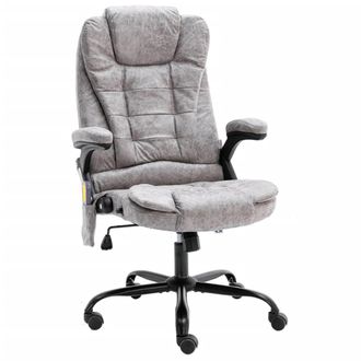 vidaXL Vidaxl - Silla De Oficina De Masaje Piel De Ante Sint&eacute;tica Gris Claro