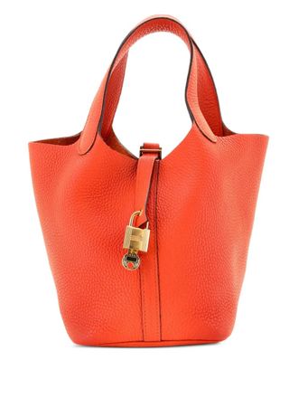 Herm&egrave;s Picotin Lock Bag Clemence PM bucket bag - Arancione
