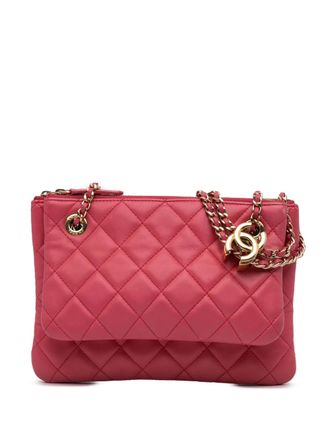 Chanel 2019 Quilted Lambskin Double Case with Chain shoulder bag - Pink