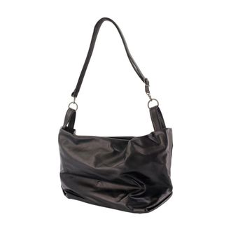 Yohji Yamamoto Unisex Tulip L Shoulder Bag - Yohji Yamamoto Leather Black Cowhide Shoulder-Hobo-Bags