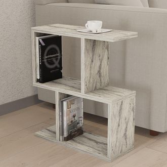 Dmora Mesa De Centro Tarzo, 2 Compartimentos, Rectangular, Tono M&aacute;rmol En Tapa, 45x17x51h Cm Beige M&aacute;rmol