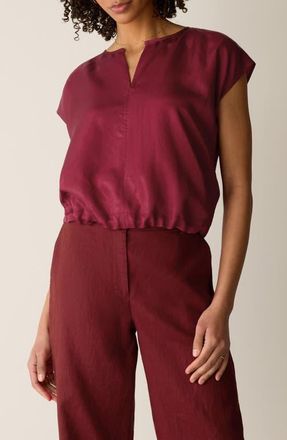 Eileen Fisher Cap Sleeve Woven Shirt in Ruby at Nordstrom, Size Xx-Small