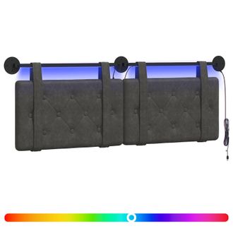 vidaXL Cabecero Colgante Con Luz Led Negro Pu Antiguo Vidaxl