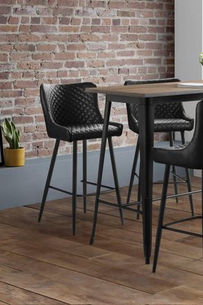 Julian Bowen Luxe Diamond Quilted Upholstered Bar Stool (Set of 2) in Black