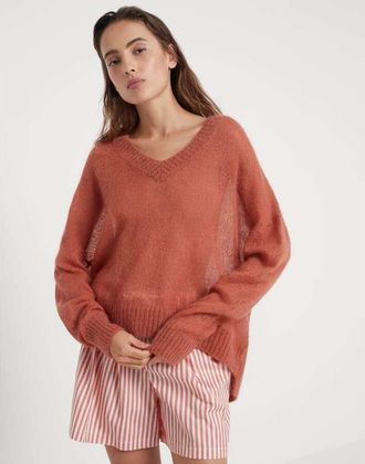 Brunello Cucinelli Rust Wool Mohair Sweater, Size X-Large