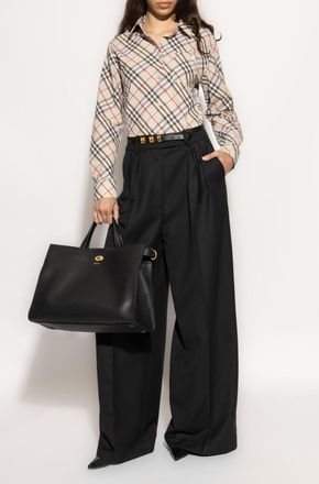 Burberry Checked Shirt, Womens, Cream