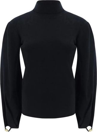Chlo&eacute; Zwarte Wollen Trui met Uitsnijddetail - Dames - Coltruien - Zwart - L - Wol - Truien & Vesten
