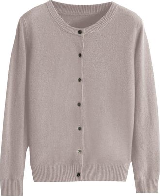 Generic Fluffy Black Cardigans for Women UK, Womens Cashmere Cardigan Round Neck Wool Cardigans Long Sleeve Sweaters Knitwear Ladies Elegant Plain Jumpers Top