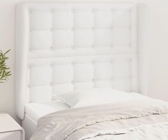 vidaXL Cabecero Con Orejas De Cuero Sint&eacute;tico Blanco 83x23x118/128 Cm Vidaxl