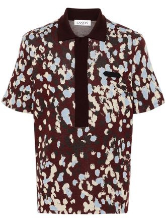 Lanvin patterned-jacquard cotton polo shirt - Red