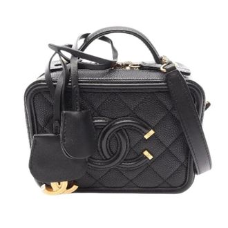 Chanel Pre-owned CC Filigree Caviar Skin 2way Shoulder Bag - Dames - Pre-owned - Zwart - Maat: ONE Size Leer