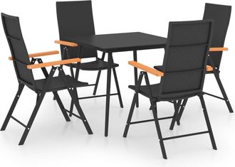 vidaXL Juego De Comedor Para Jard&iacute;n 5 Piezas Negro Y Marr&oacute;n Vidaxl