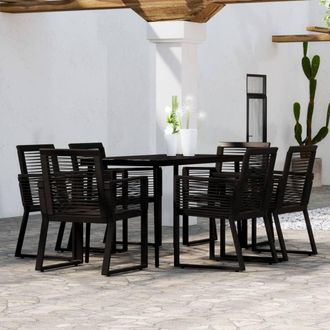 vidaXL Juego De Comedor Para Jard&iacute;n 7 Piezas Negro Vidaxl