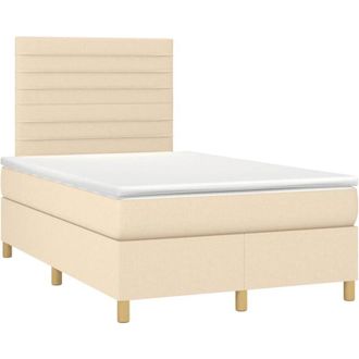 vidaXL Cama Box Spring Con Colch&oacute;n Tela Color Crema 120x190 Cm Vidaxl