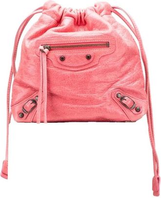 Balenciaga Pre-owned Bucket Bags, female, Pink, Size: ONE SIZE Pre-owned Drawstring Leather Bag