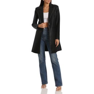 Avec Les Filles Faux-Ever Leather Longline Blazer in Black at Nordstrom Rack, Size Medium