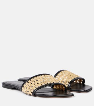 PARIS TEXAS Ava 50 leather-trimmed mules