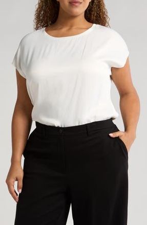 Nordstrom Satin T-Shirt in Ivory Tofu at Nordstrom Rack, Size 1X