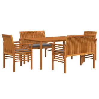 vidaXL Set Comedor De Jard&iacute;n 5 Pzas Y Cojines Madera Maciza De Acacia Vidaxl