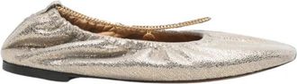 Stella McCartney Metallic Crackled Chain-Detail Ballerina Flats - Dames - Ballerinas - Grijs - 41 EU - Polyester - Schoenen