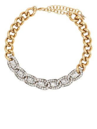 Amina Muaddi Choker con cristalli Matthew - Oro