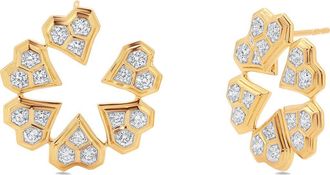 Sara Weinstock Honeycomb Diamond Heart Hoop Earrings in Yellow at Nordstrom