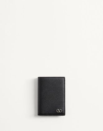 Valentino Garavani Portacarte Valentino Garavani Vlogo Signature In Vitello Granato Uomo NERO UNI
