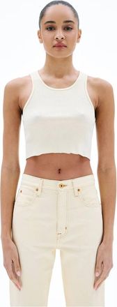 Slvrlake Denim Cropped Rib Tank In Paradise