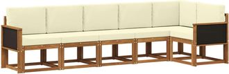 vidaXL Conjunto De Sof&aacute;s De Exterior 6 Uds. Natural Y Crema Poli&eacute;ster Vidaxl