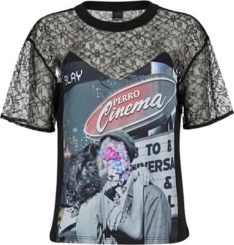 Pinko Pinko, Dames, Tops, Zwart, Maat: S Katoen