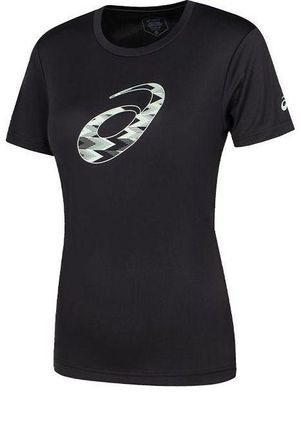 Asics (WMNS) ASICS Spiral Graphic Short Sleeve T-Shirt Asia Sizing Performance Black 2032D020-001
