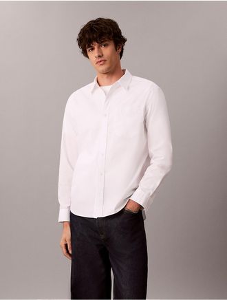Calvin Klein Jeans Calvin Klein Mens Washed Poplin Button-Down Shirt - White - XL