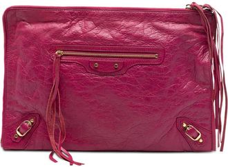 Balenciaga Pre-owned Balenciaga Lambskin Motocross Giant 12 Zip Around Flat Clutch 362967A.5542 AA.568024