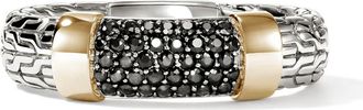 John Hardy JH Essentials Sapphire Pavé Ring, 5mm in Silver/Gold/Black Sapphire at Nordstrom, Size 7