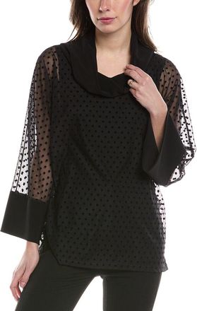 Joseph Ribkoff Flocked Dot Mesh Top