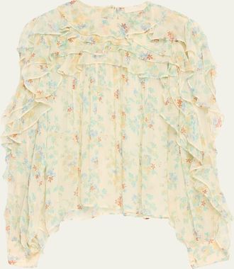 Ulla Johnson Willow Long-Sleeve Silk Chiffon Blouse