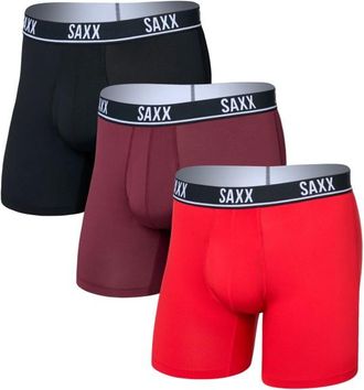 Saxx Essential Performance Mesh Boxer Brief Fly 3-Pack Alltagsunterw&auml;sche f&uuml;r Herren | rot
