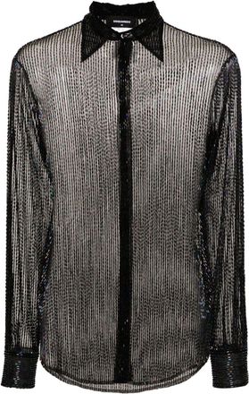 Dsquared2 70s beaded tulle shirt - men - Polyamide/glass - 52 - Black