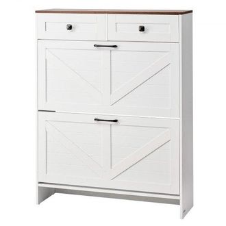 OEM Zapatero Con 2 Puertas, Antivuelco Y Cajones, Ahorra Espacio, Estilo R&uacute;stico, Organizador De Zapatos Independiente Para Entrada, Pasillo, Sal&oacute;n, Porch