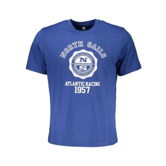 North Sails T-Shirts, male, Blue, XL, Blue Cotton Print Logo T-Shirt