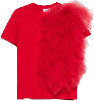 Alchemy x Lia Aram tulle-insert T-shirt - women - Cotton/Elastane - M - Red