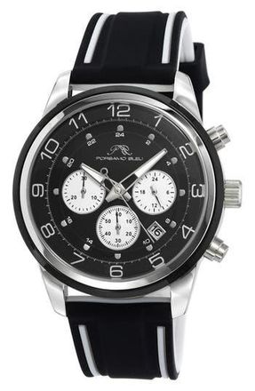 Porsamo Bleu Mens Arthur Chronograph Silicone Strap Watch, 44mm in Black at Nordstrom Rack