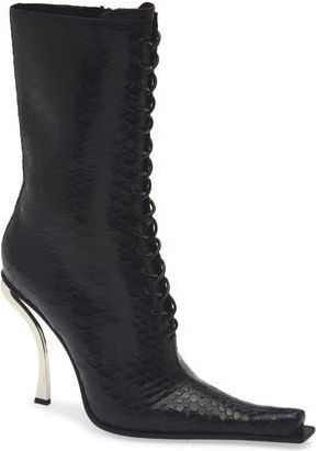 Jeffrey Campbell Rembrandt Pointy Toe Lace-Up Boot in Black Snake at Nordstrom Rack, Size 5