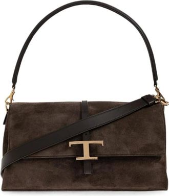 Tod's Tassen, Dames, Bruin, ONE Size, Leer, T Timeless Flap Bag